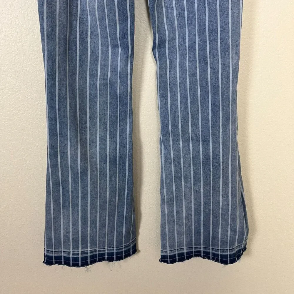 Rock & Roll Denim Women Size 25 High Rise Striped Trousers Bootcut Flare Jeans